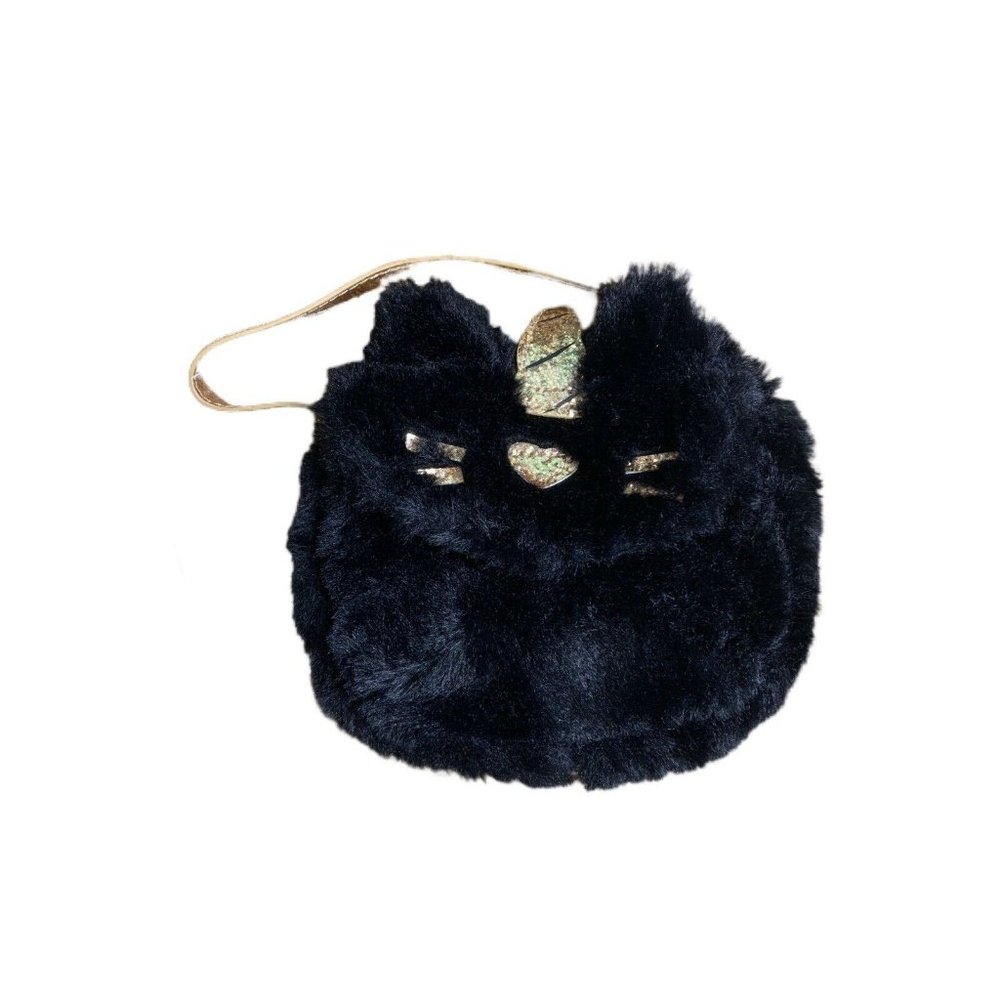 NWT Girls Cat & Jack Soft Black Cat Unicorn Purse
